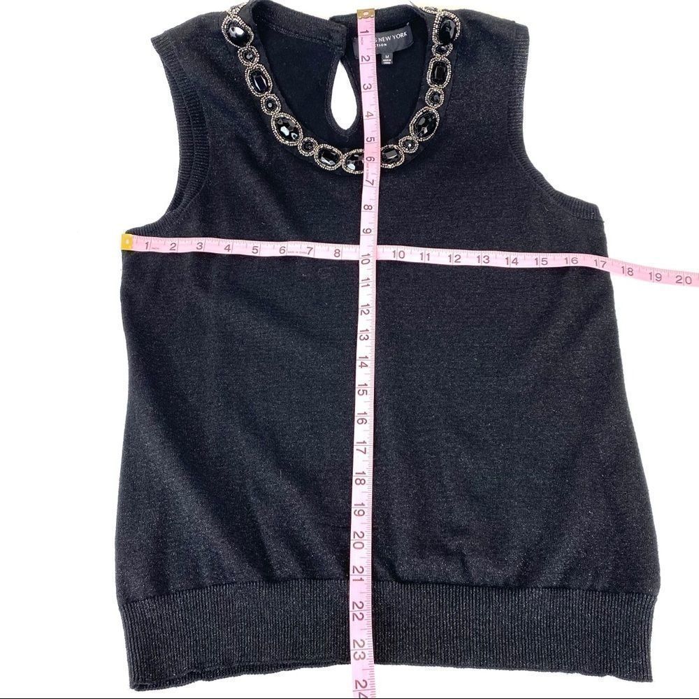 Jones NY black jeweled neck sleeveless sweater - M - Picture 12 of 12